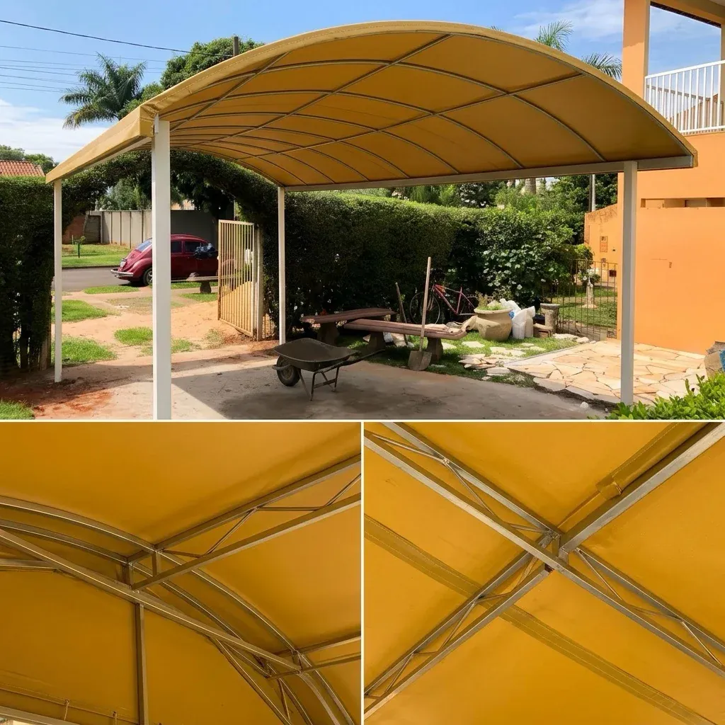 Detalhe de aplicação de Cobertura Fixa de Lona PVC