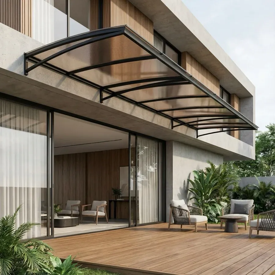 Toldo de Policarbonato Alveolar em ambiente externo